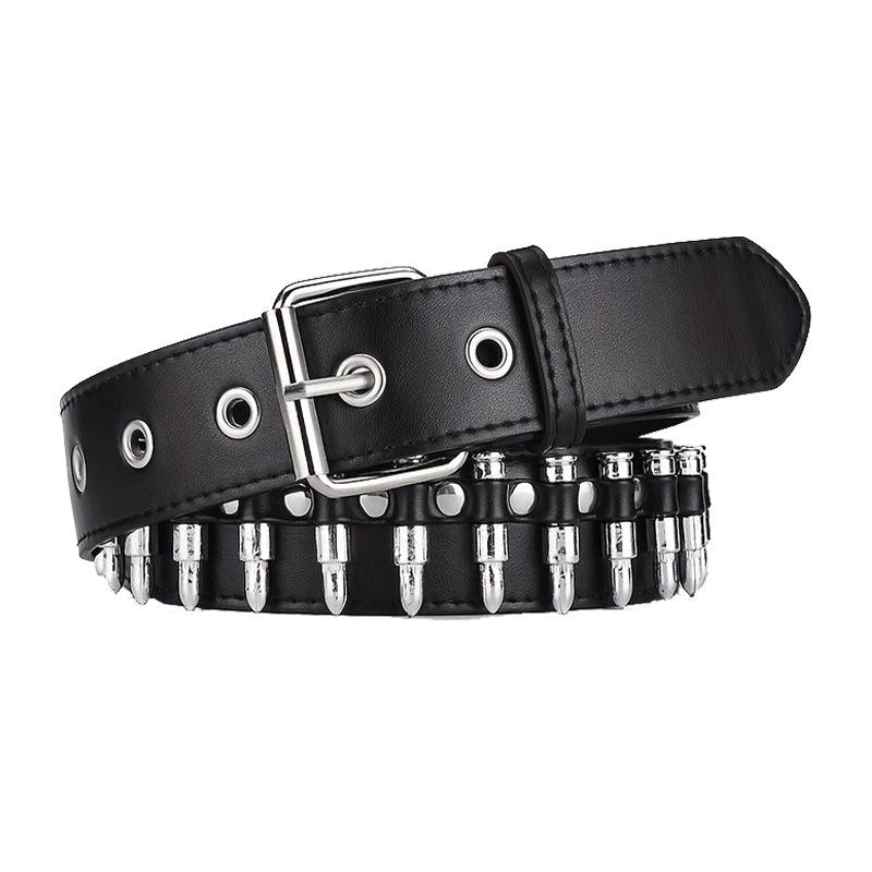 ベルト メンズ レディース 欧米風 パンク ロック スタッズ ラインストーン装飾 PUレザー ウエストベルト 合金バックル クール ストリート Y2Kファッション(x2)
