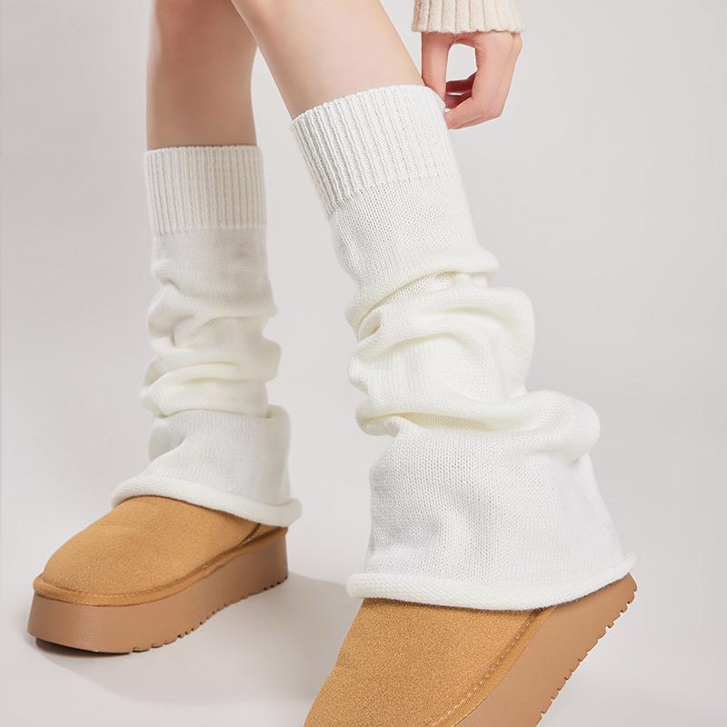 レッグカバー レディース ソックス 秋冬 Y2K サブカル レッグウォーマー ニットソックス 丈 フレア ワイドレッグ セクシー ダンス スノーブーツ ホワイト ブラック グレー