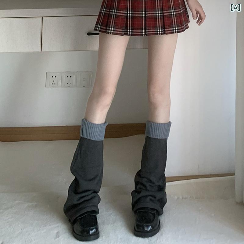 レッグカバー レディース ソックス Y2K サブカル レッグウォーマー パイルソックス ニットソックス ミドル ギャル ラッパ ズボン ワイドパンツ グレー