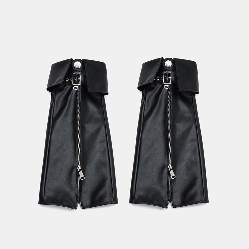 レッグカバー レディース オールシーズン Y2K サブカル パンク レッグウォーマー レザー デニム 膝丈 ロング丈 ミドル丈 ブラック ブラウン ブルー