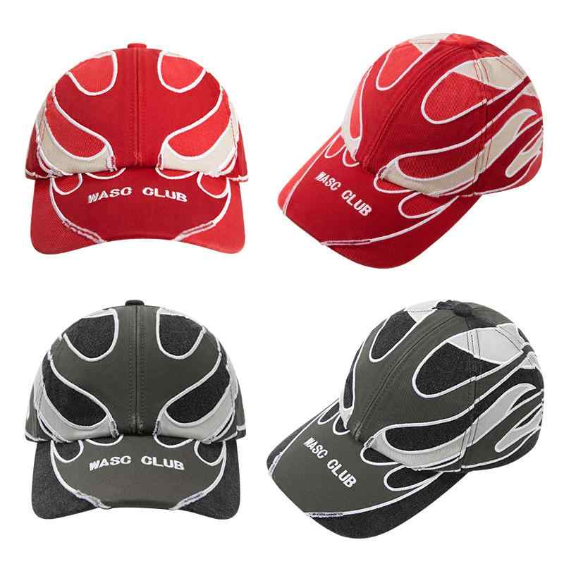 キャップ 帽子 メンズ レディース Y2K アメリカン カジュアル ストリート レトロ ヒップホップ ベースボールキャップ ウォッシュド ステッチ 刺繍 レッド ブラック