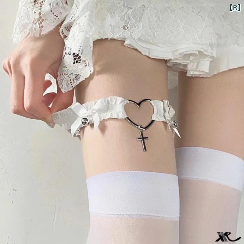 ガーターリング レッグベルト レッグリング 太もも アクセサリー y2k サブカル ゴスロリ ロリータ レー..