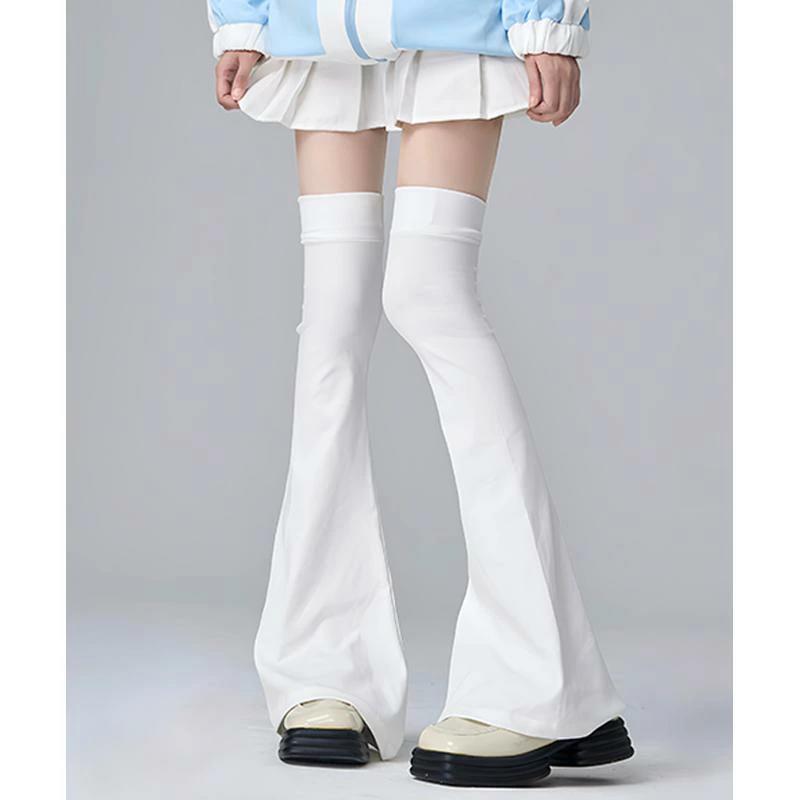 レッグカバー レディース ソックス オールシーズン Y2K サブカル 地雷系 二次元 無地 レッグウォーマー パイルソックス オーバーニー 美脚 細見え ロング丈 フリーサイズ ホワイト ブラック