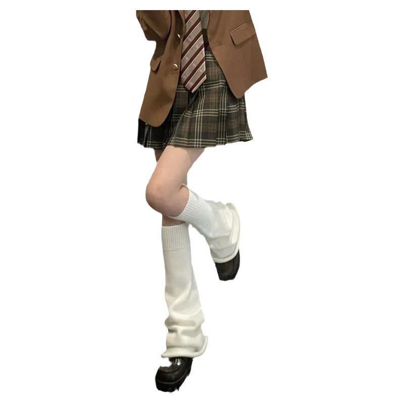 レッグカバー レディース ソックス Y2K サブカル ロリータ レッグウォーマー パイルソックス ワイドフレア 美脚 細見え ミドル丈 ゆったり ボーダー ホワイト ブラック ベージュ