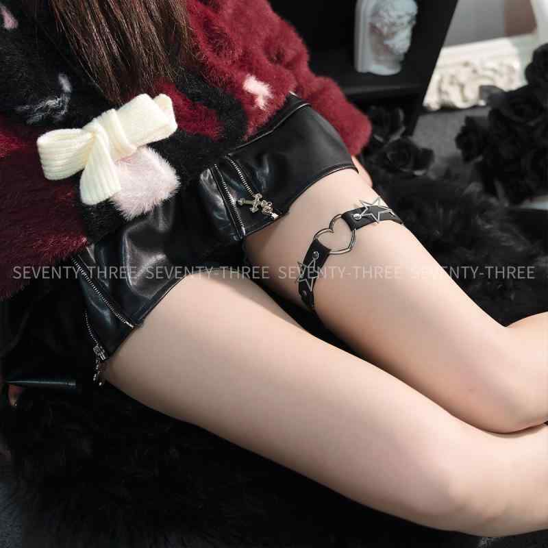 ガーターリング レッグベルト レッグリング 太もも アクセサリー y2k サブカル ゴスロリ ハート ブラック