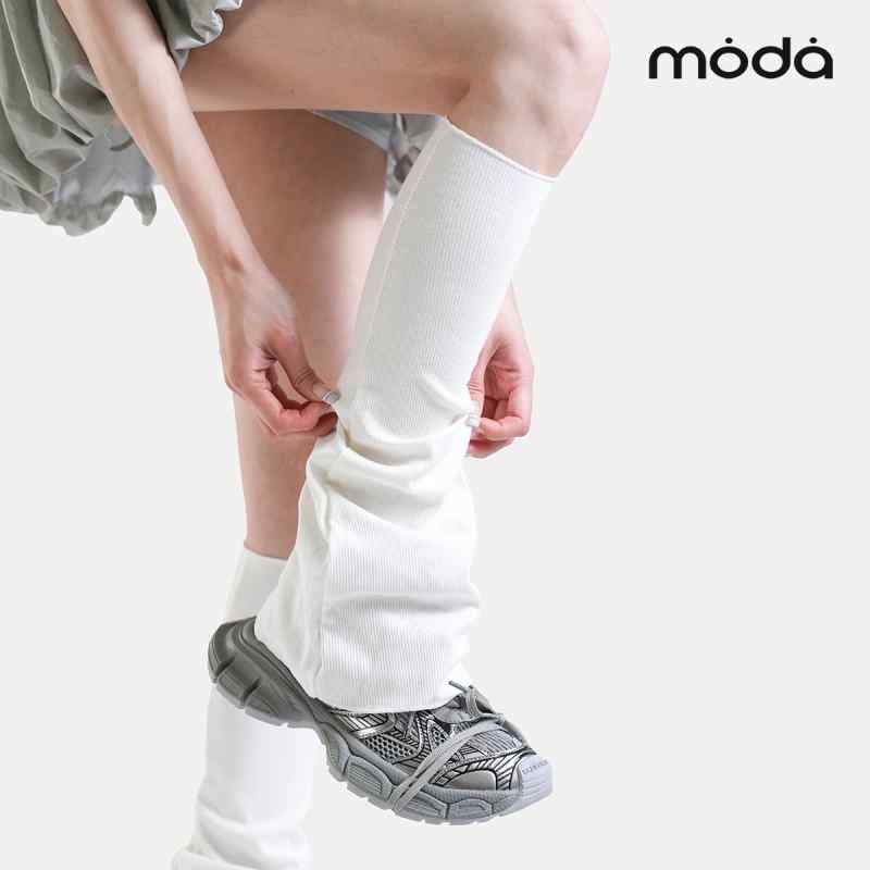 レッグカバー レディース 夏 Y2K JK レッグウォーマー パイルソックス コットン 薄手 美脚 細見え シェイプアップ 日焼け防止 ミドル丈 ホワイト グリーン ブラック