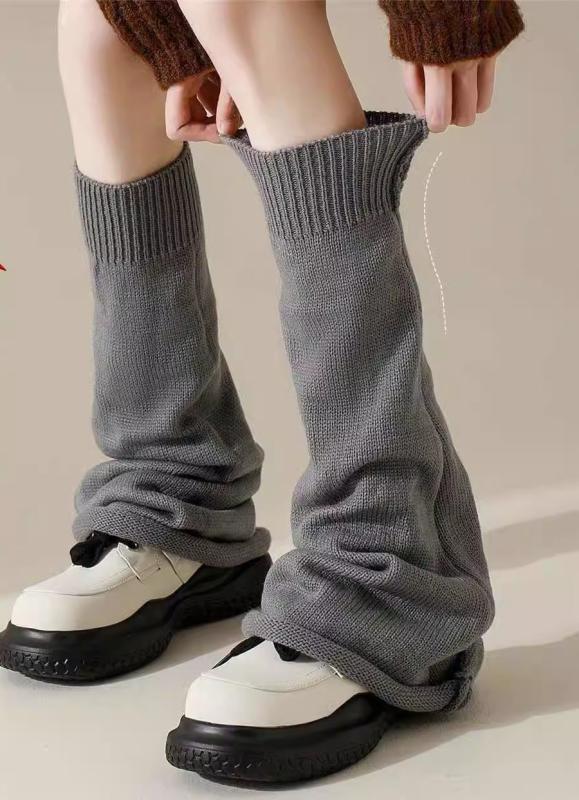 レッグカバー レディース ソックス 夏 y2k パイルソックス ニットソックス フレア ホワイト ブラック