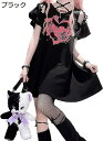 ワンピース レディース Tシャツ 半袖 肩出し 病み可愛い 蝶プリント ゴスロリ 地雷系 tシャツワンピ 原宿系 ロンt セクシー 夏 ミディアム丈 サブカル系 Y2K