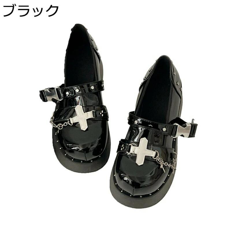 パンプス 厚底 地雷系 レディース 6.5cmヒール バックル エナメル クルス ローカット ラウンドトゥ y2k サブカル系 原宿 定番 プラットフォーム 病みかわいい オックスフォードシューズ