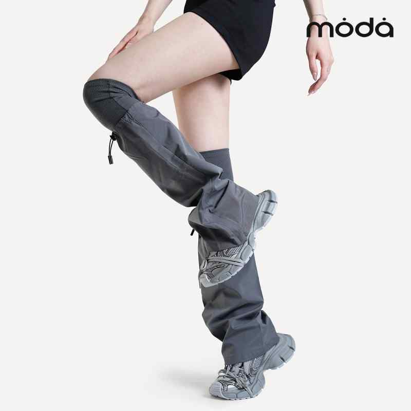 レッグカバー レディース ソックス ワイドレッグ 春秋 Y2K パンク フレア レッグウォーマー グレー