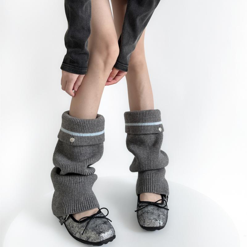 レッグカバー レディース ソックス 秋冬 Y2K サブカル レッグウォーマー パイルソックス ニットソックス JK スクール ガール 女の子 グレー ブラック