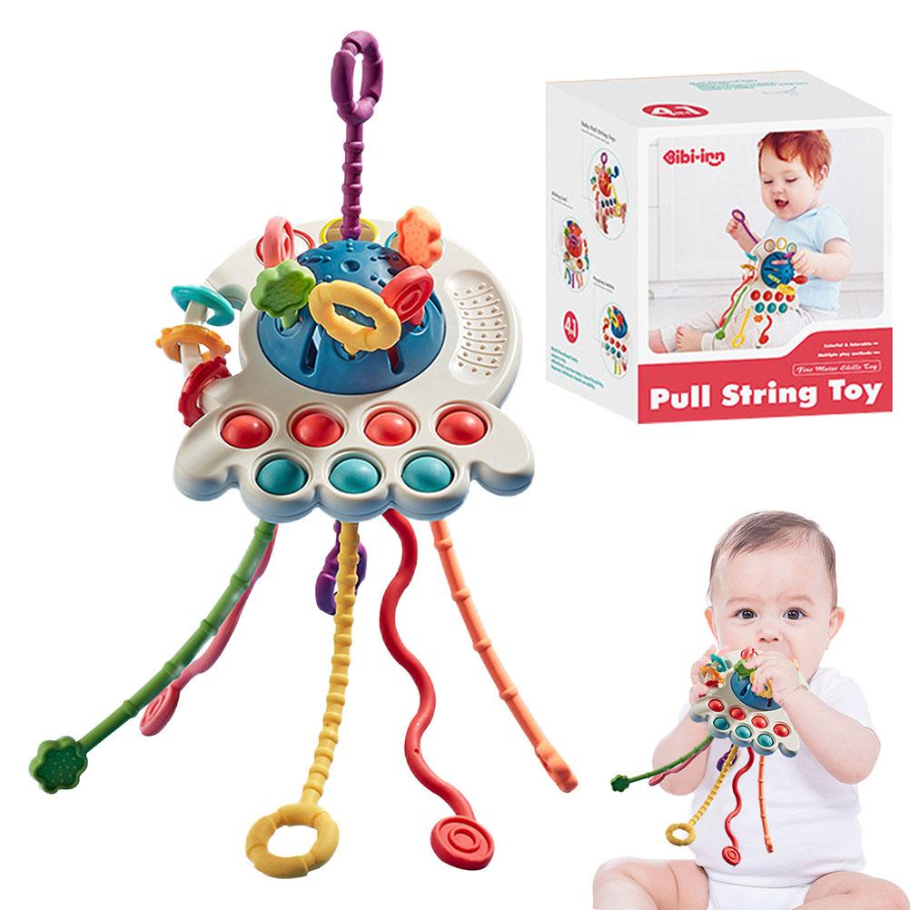 おもちゃ 紐 おもちゃ がらがら ラトル たこおもちゃ 知育玩具 指先遊び 集中力 好奇心 発育（ひきぬく..