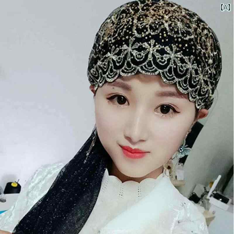 ターバン 帽子 スカーフ レディース おしゃれ ヘアアクセ 新型 回 族の 頭巾 ムスリムの ガーゼの 頭巾を かぶせます。x2
