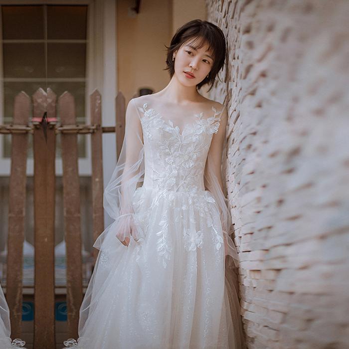 ウエディングドレス 結婚式 Aラインドレス 長...の紹介画像2