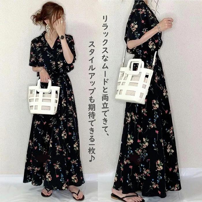 ワンピース レディース 半袖 ロング カジュアル 大きいサイズ シンプル きれいめ 着痩せ ロングワンピース マキシ丈ワンピース プレゼント 夏 20代 30代 40代【送料無料】