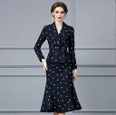 パーティドレス ♪セレブファッション スカートスーツ セットアップ 秋冬新作 長袖 豪華な花柄刺? クラシカルで印象的なシルエット 他と被らない 大人エレガント 着痩 大きいサイズあり 結婚式披露宴パーティードレス謝恩会上品優雅お呼ばれ飲み会【送料無料】