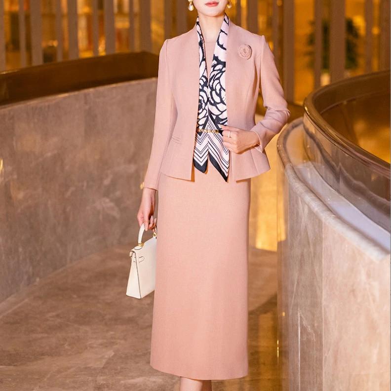 パーティドレス ♪セレブファッション ワンピーススーツ セットアップ 秋冬新作 長袖 無地 スマート見えの優秀アイテム 他と被らない 大人エレガント 着痩 大きいサイズあり 結婚式 披露宴 パーティードレス 謝恩会 上品 優雅 OL【送料無料】