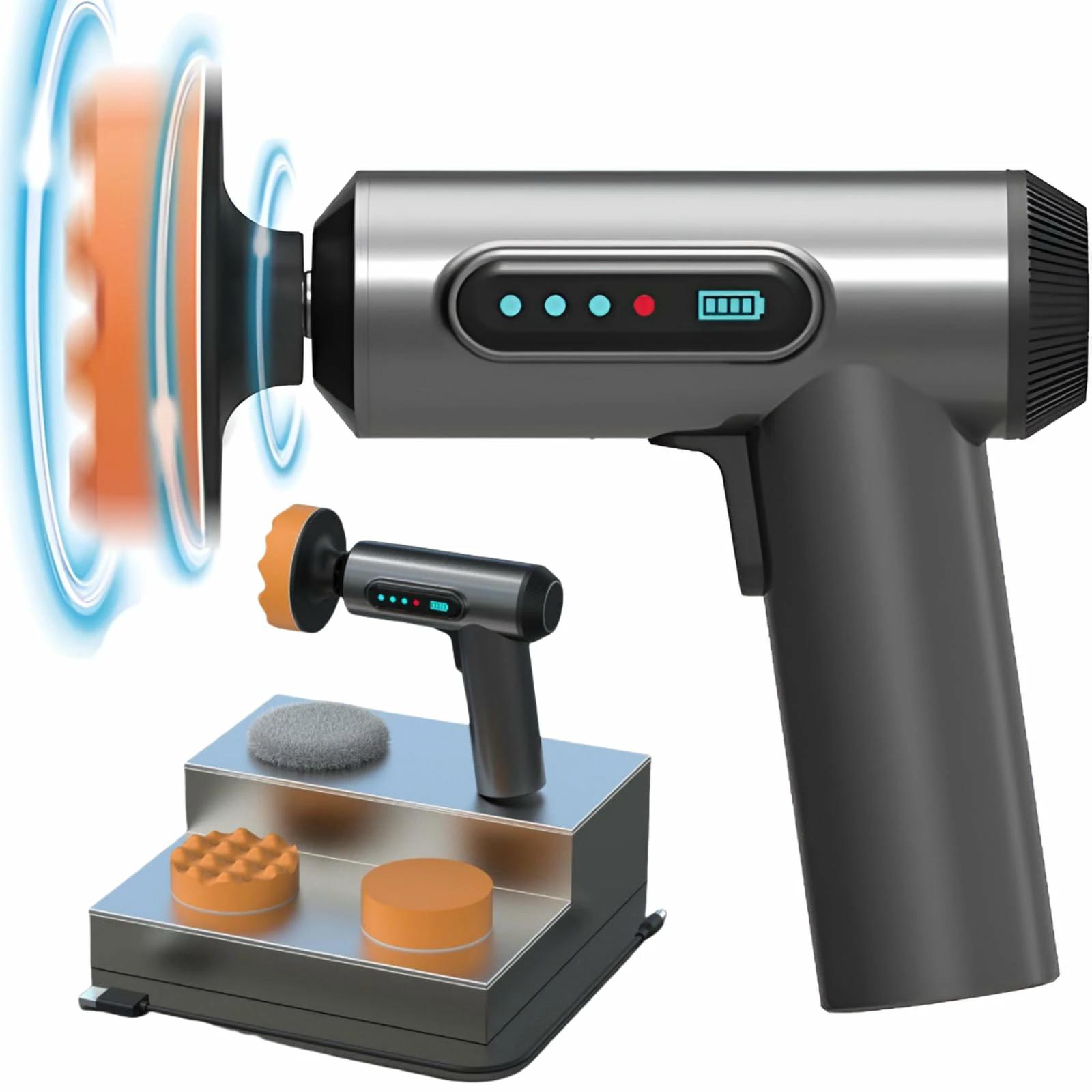 ミニ電動ポリッシャー 75mm ダブルアクションポリッシャー 7.4V 2000mAh*2 充電式ポリッシャー USB 大..