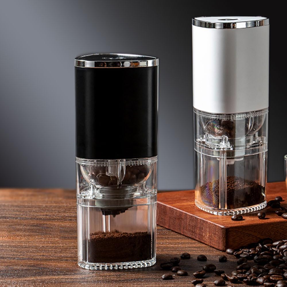 臼式 水洗い 挽き目調整可能 セラミック刃 自動停止 5段階の粒度設定 USB充電式 1200mAh 長時間使える コードレス ミルミキサー 掃除ブラシ付 お手入れ簡単 一台多役 豆挽き/緑茶/山椒/お米/調味料(4)