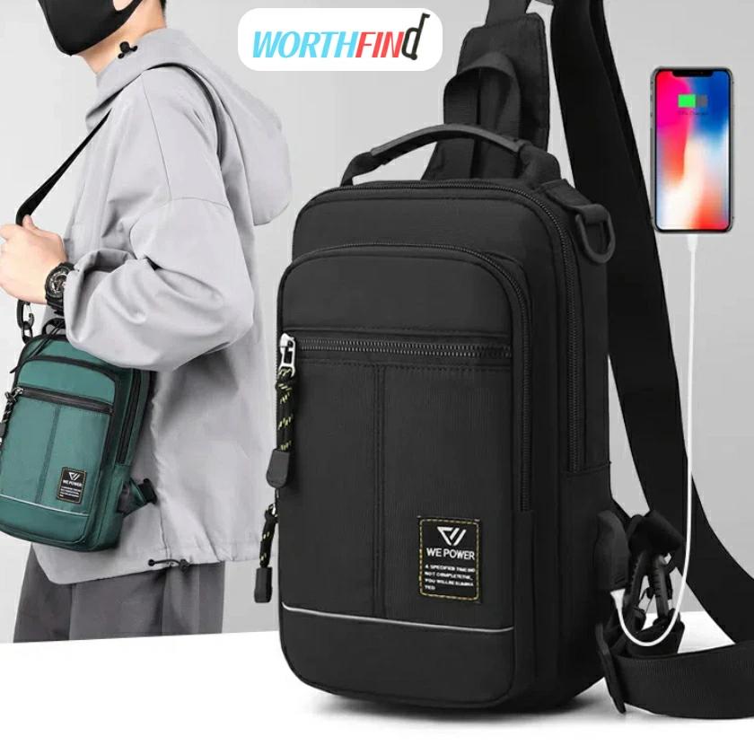 WE POWER ボディバッグ メンズ ウエストバッグ USB充電 リュックサック 4WAY 型崩れしない 超軽量 大容量 多機能 斜めがけ 肩掛け 防犯 撥水 おしゃれ かっこいい 丈夫 頑丈 耐久性 軽い カバン お出かけ 通勤 通学 おすすめ