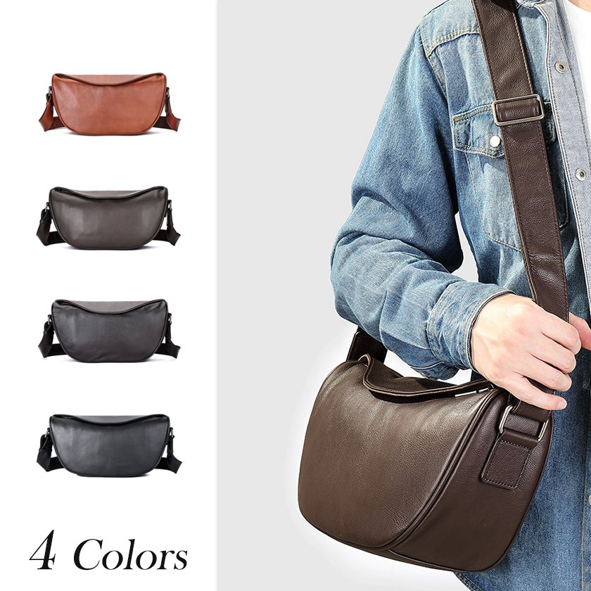 ショルダーバッグ メンズ ワンショルダー バッグ 厳選牛革 本革 レザー 軽量 斜め掛けバッグ メッセンジャーバッグ 小物入れ カジュアル おしゃれ 多機能 肩掛け 自転車 大容量 鞄 紳士 男性用 通勤 通学 出張 かばん 丈夫 メンズバッグ プレゼント
