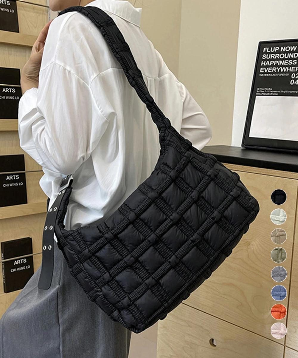 キルティングショルダーバッグ大容量 軽量鞄 お洒落バッグ韓国風 通勤通学かばん人気 無地マザーズバッグ