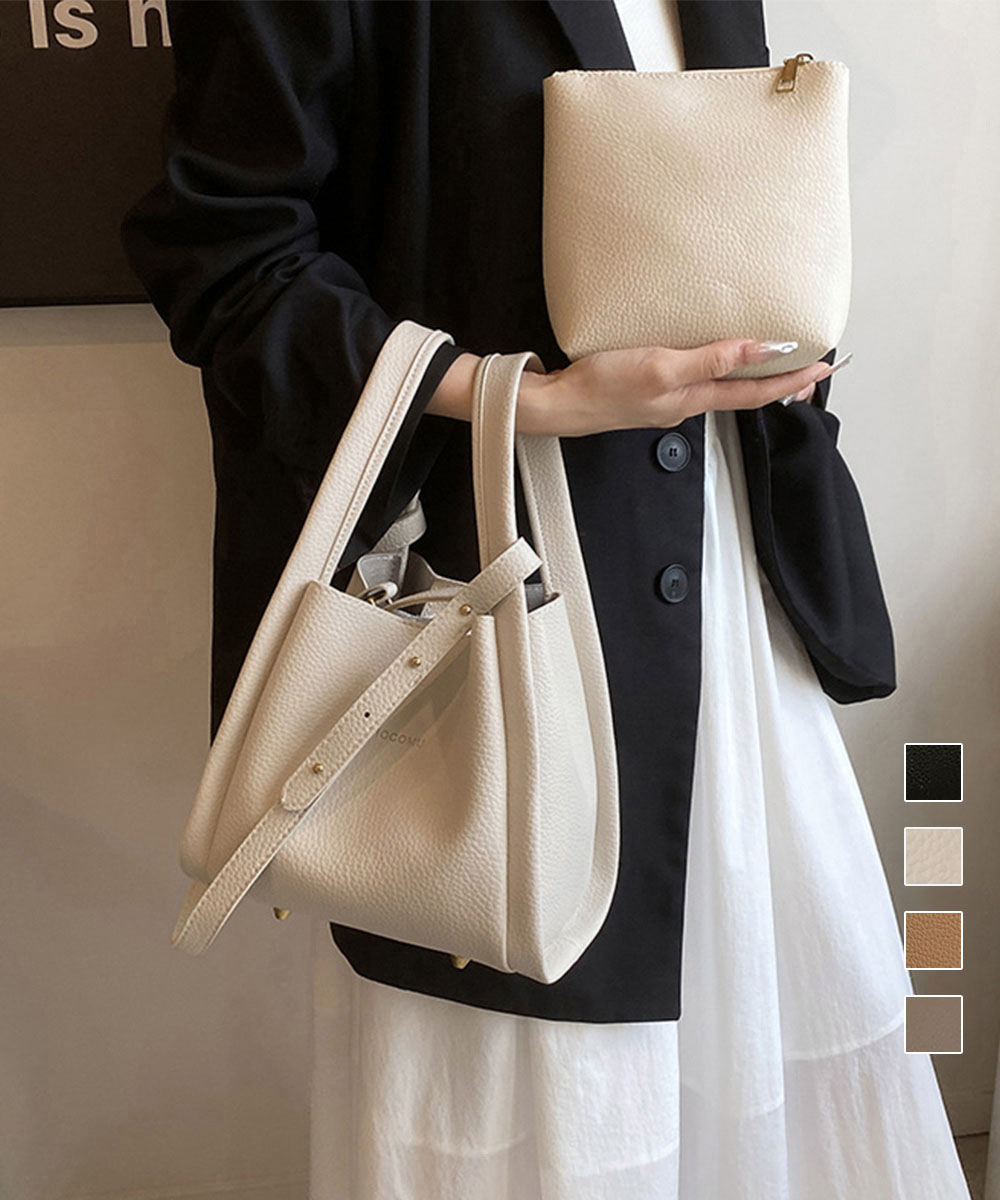 韓国風ショルダーバッグ ポーチ付きカバン きれいめバッグ合皮 卒業式入学式バッグ スクエアバッグ上品