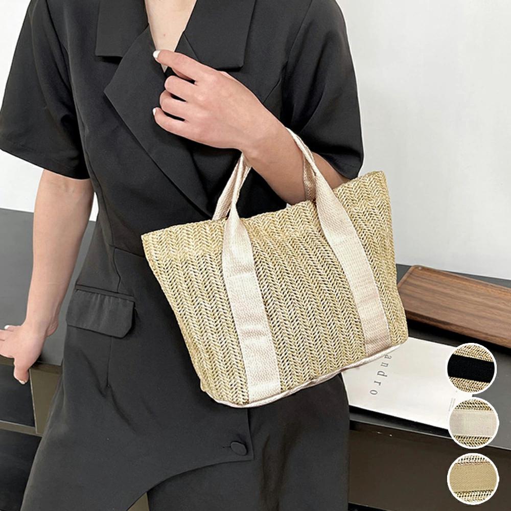 かごバッグ レディース 大容量草編みバッグ 軽量マザーズバッグ 無地リゾートバッグ 夏用 ハンドバッグ