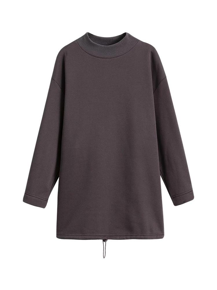 トレーナー トップス レディース 秋 薄手 ロング 大きいサイズ 体型カバー ニット スウェット カットソー 韓国 おしゃれ かわいい シンプル ゆったり ルーズ オーバーサイズ 20代 30代 40代 ビッグシルエット コーヒー