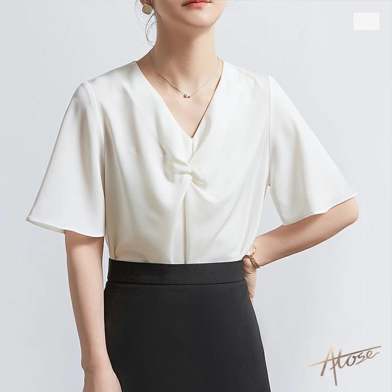樂天商城 - ブラウス シャツ リボンタイ レディース トップス ベーシック 高級感 光沢感 透けにくい 大きいサイズ 長袖 リボン りぼん モダン オフィスカジュアル きれいめ フォーマル 入学式 卒業式 通勤服 大人 オフィス ビジネス カジュアル 秋冬