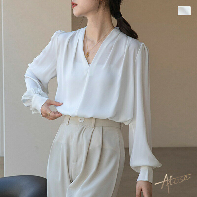 ＼入園式・入学式準備★大人気アイテム／ ブラウス シャツ リボンタイ レディース トップス ベーシック 高級感 光沢感 透けにくい 大きいサイズ 長袖 リボン りぼん モダン オフィスカジュアル きれいめ フォーマル 卒業式 通勤服 大人 オフィス ビジネス カジュアル 秋冬