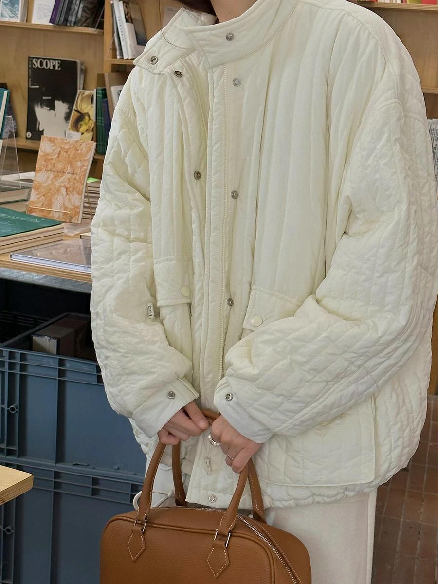 軽量 マフラー ノーカラー ダウンコートダウンジャケット ダウン＆フェザー 襟なし コートあったかアウター アウター カジュアル レディース 通勤 通学 防寒 韓国ファッション(4)