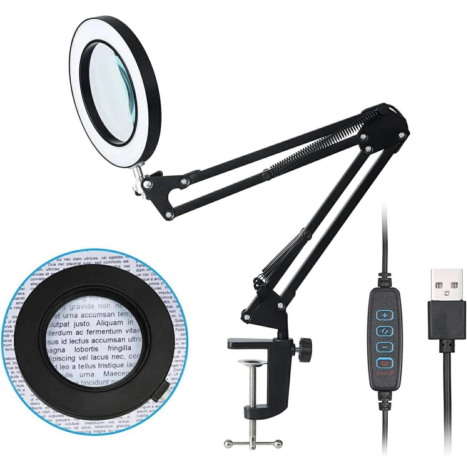 スタンド スタンドライト ライト付き ルーペ 10倍の倍率拡大鏡 角度調整可能 ルーペ 多功能デスクラン..
