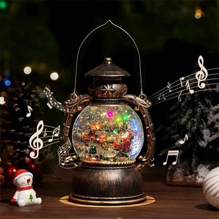 スノードーム クリスマスオルゴール スノーグローブ LEDライト付き 8曲自動ループ クリスマス置物飾り 雪景色ボール 提灯型オルゴール インテリア クリスマスプレゼント 雪だるま＆モミの木