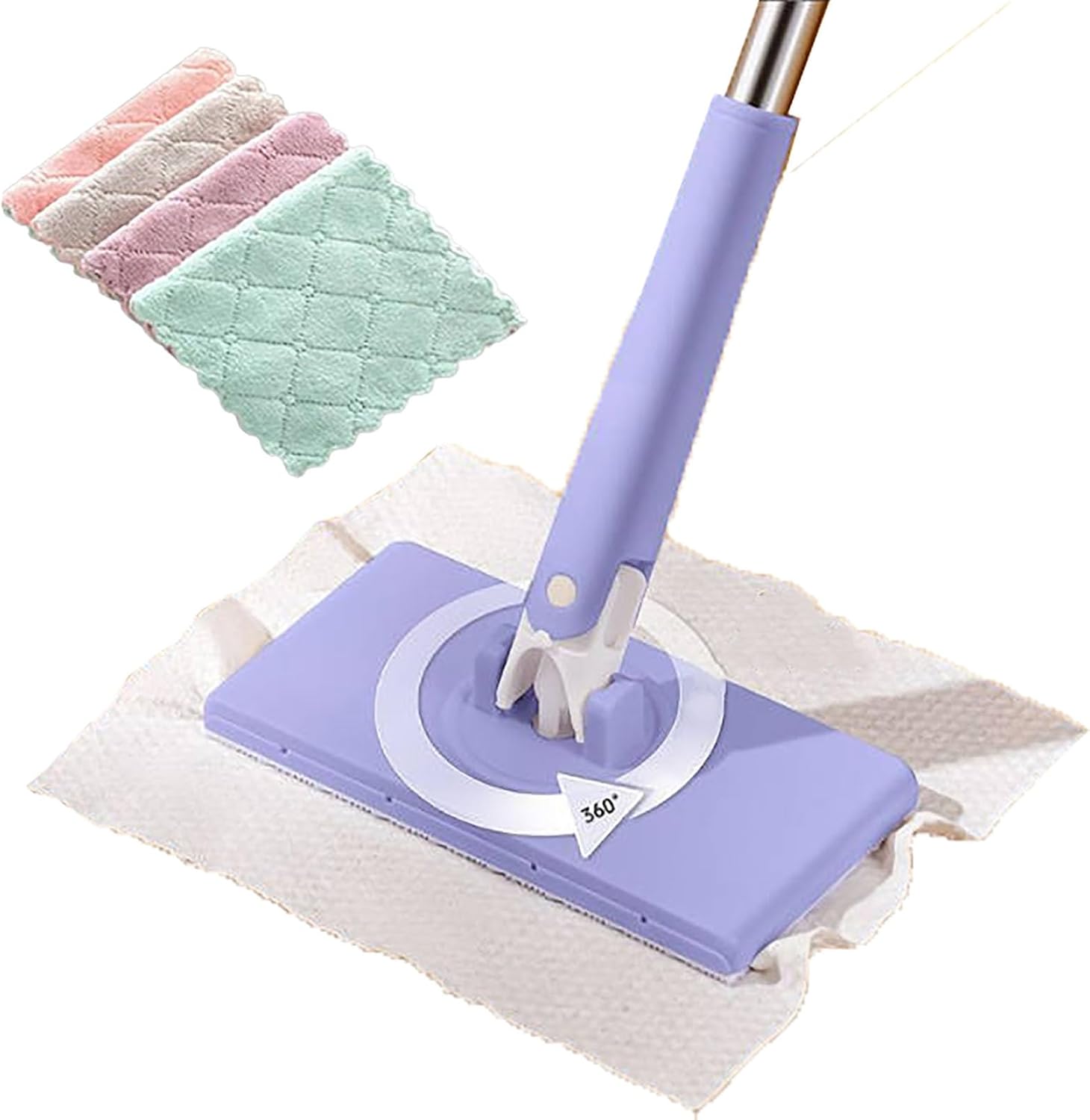 【8%OFFクーポン】【乾湿両用モップ】自動で雑巾を挟むモップ、ペーパータオル掛けフローリングモップ ..