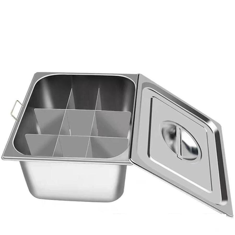 おでん鍋 IH対応 角 仕切り鍋 業務用 家庭用 両手鍋 ステンレス鋼 中華火鍋 卓上鍋 直火対応 蓋/仕切り..