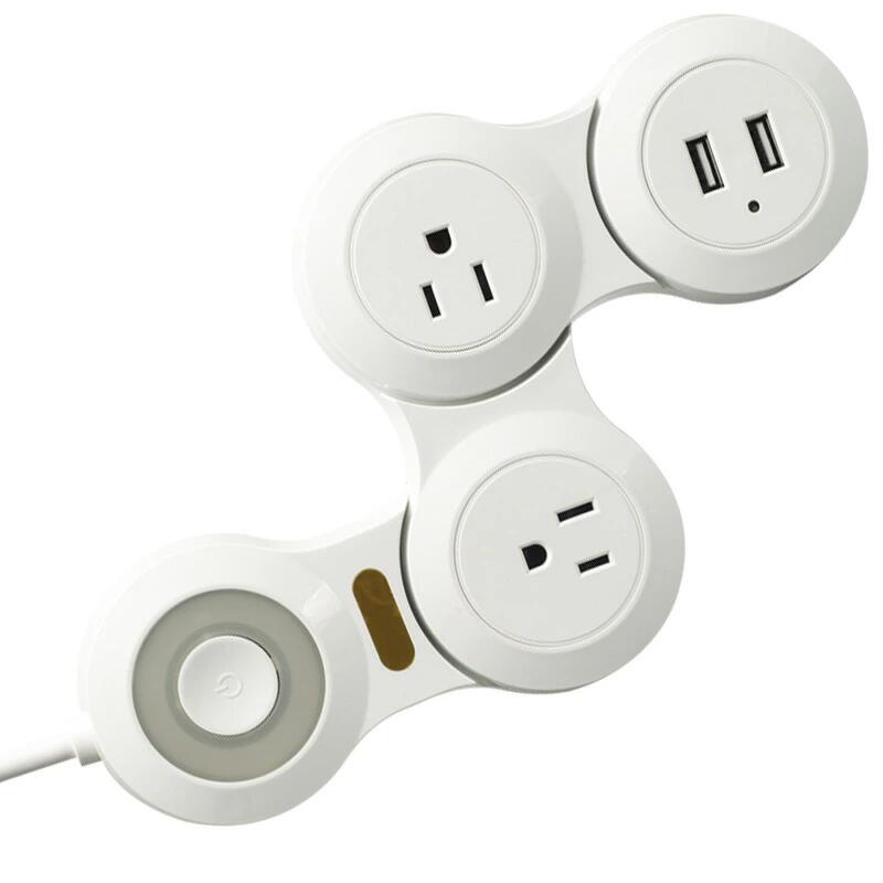 【送料無料】電源タップ 4AC+2USBポート 延長コード 約1.8m 変形電源タップ 一括スイッチ付き アース付..