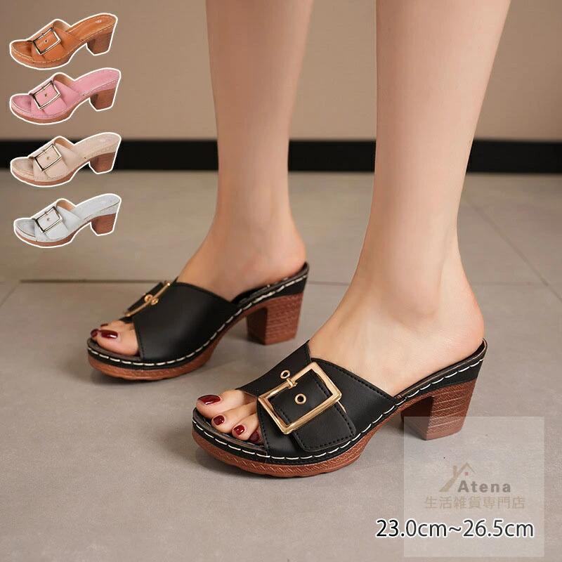 サンダル ストラップ レディース ウェッジソール ミュール レディース THOM WILLS 脚長 厚底 太ヒール おしゃれサンダル 春 夏 きれいめ 美脚サンダル ヒールサンダル 秋 ハイヒール 夏サンダル 靴 楽 カジュアル