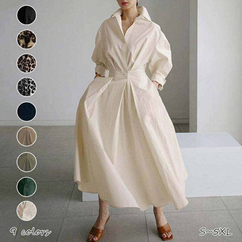 9色ワンピース秋きれいめロングワン...