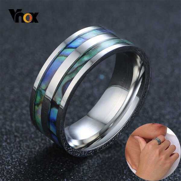 【クーポン利用で3900円】 指輪 メンズ 男性 青 ブルー ステンレス シェル 貝殻 リング おしゃれ 大人 ..