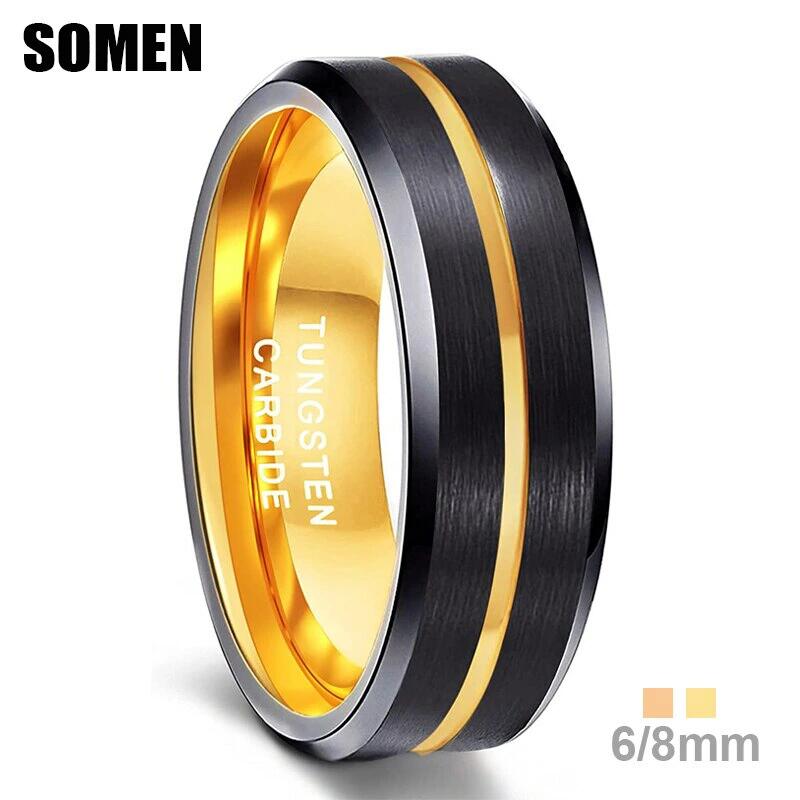 海外からの発送となりお届けに2週間程度を頂いております。予めご了承くださいませ。商品名ゴールド ローズ ライン ブラシ タングステン リング 指輪 メンズ 6 8mm 恋人 結婚式 ウェディング バンド 婚約 バギュー カップルスペックブレ...