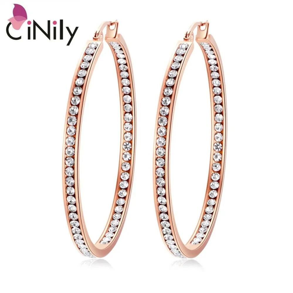 Rakuten - 【クーポン利用で4440円】 ピアス ジルコニア クリスタル ステンレス ゴールド ピック フープ レディース 贅沢 大きい クリア キュービック フィル スチール ローズ カラー パーティ シック ジュエリー