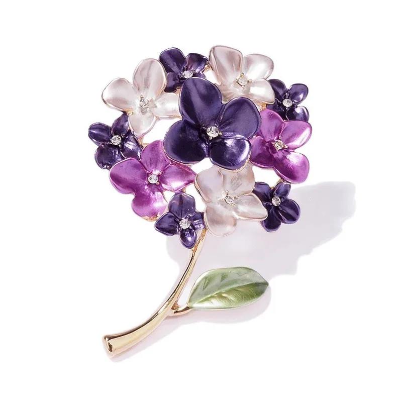 乐天商城 - 【クーポン利用で4660円】 ブローチ 紫 パープル 花 フラワー 赤 レッド アジサイ ゴールド レディース トレンド カラー OL 紫陽花 あじさい パーティ ジュエリー アクセサリー ギフト フリー
