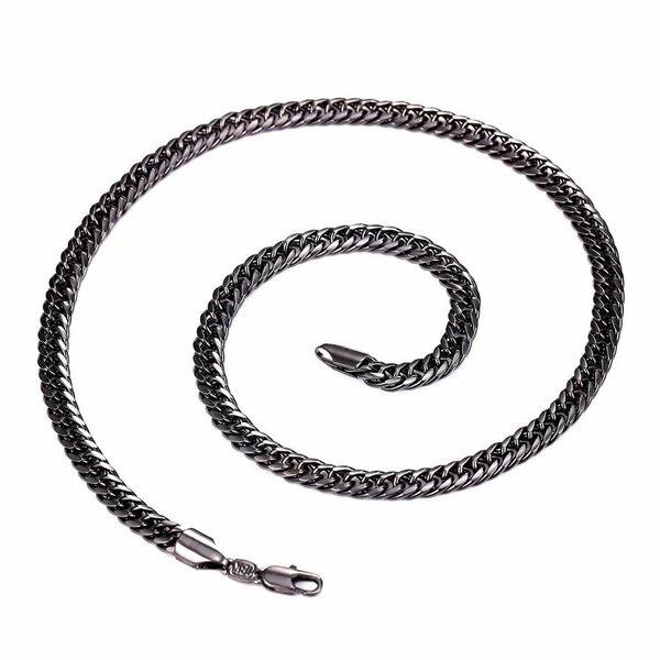 【クーポン利用で4260円】 ロング ブラック 黒 チェーン ネックレス メンズ 男性 ジュエリー トレンド 人気 おしゃれ 大人 流行 6mm 46cm55667176 560 2