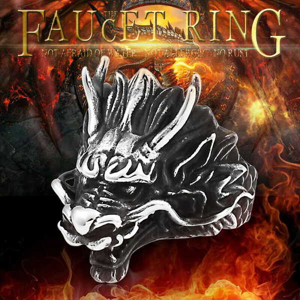 【クーポン利用で3660円】 指輪 リング サージカル ステンレス 316L クリスマス 動物 アニマル ドラゴン 龍 ゴシック ユニーク パーティー かっこいい プレゼント ヘッド 大きな パンク 大き ごつい 16号 18号 20号 23号 25号 27号 おしゃれ 大人(4.0)