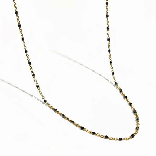 【クーポン利用で2820円】 ネックレス 黒 ブラック ステンレス チェーン ミニ レース レディース 女性 スチール エナメル ドット 水玉 細い チョーカー ミニマリスト デイリー 小さい ビーズ 衛星 スター ジュエリー