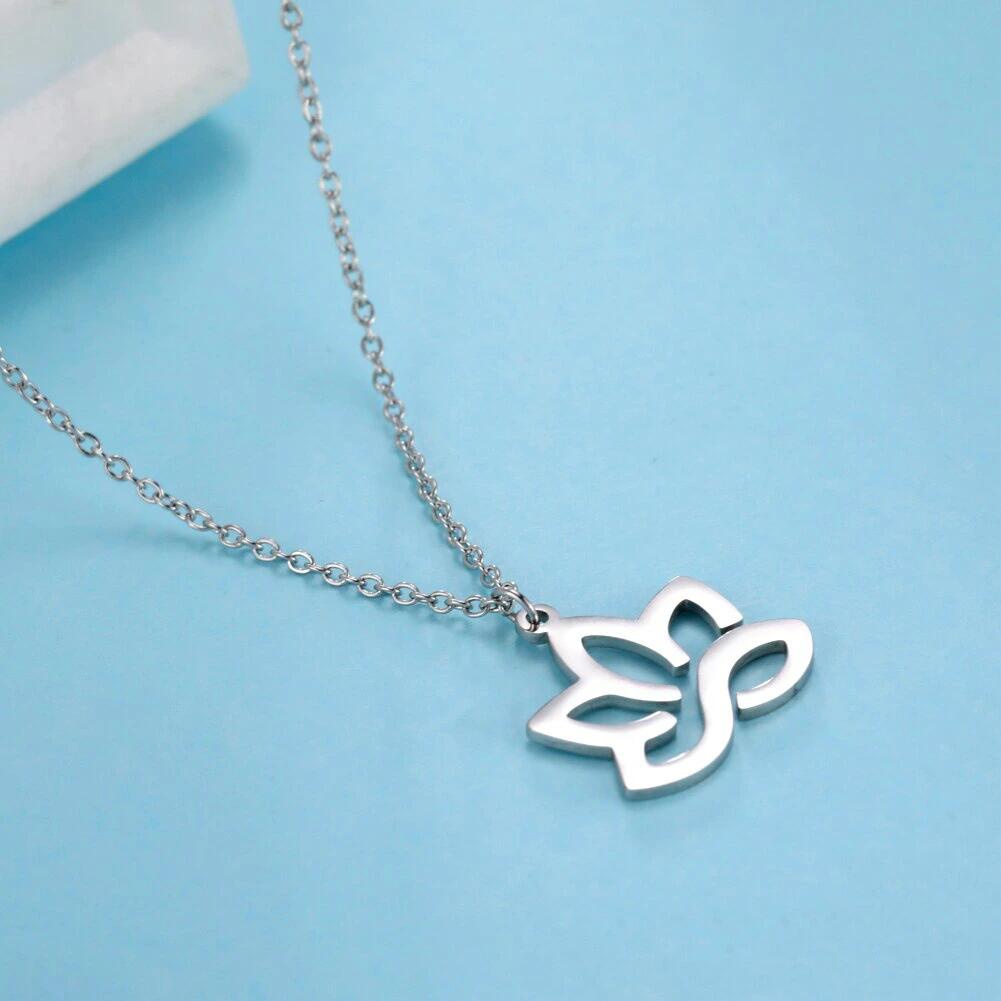 【クーポン利用で2890円】 ペンダント ネックレス ハス ステンレス 花 フラワー レース レディース 女性 透かし ロータス ヨガ チャクラ お守り スチール 仏教 ジュエリー ギフト