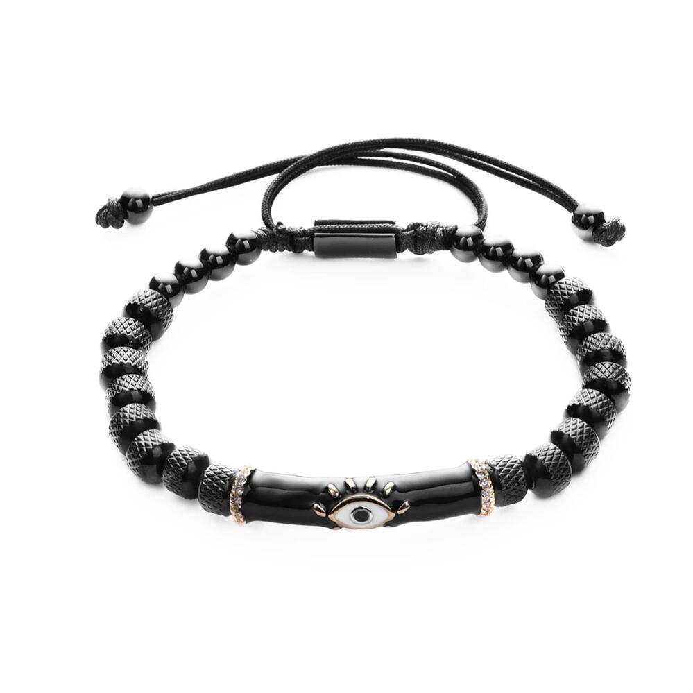 【送料無料】 チャーム ブレスレット ステンレス クラウン レディース メンズ エナメル 目 アイズ ロイヤル スチール ジオメトリ オープン 調整可能 ジュエリー ユニセックス