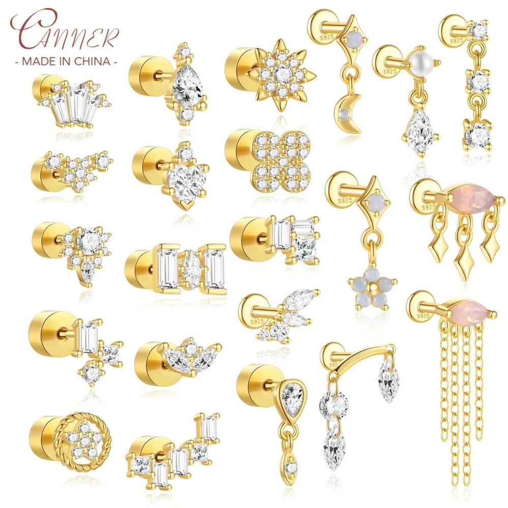 【送料無料】 ピアス 動物 アニマル 花 フラワー ジルコニア ゴールド シルバー ハート ウマ 月 星 レディース 1個 925 スター ムーン 5 花びら スタッド 18K 馬 うま ホース 目 アイズ シェイプ ジルコン Ins ファイン ジュエリー