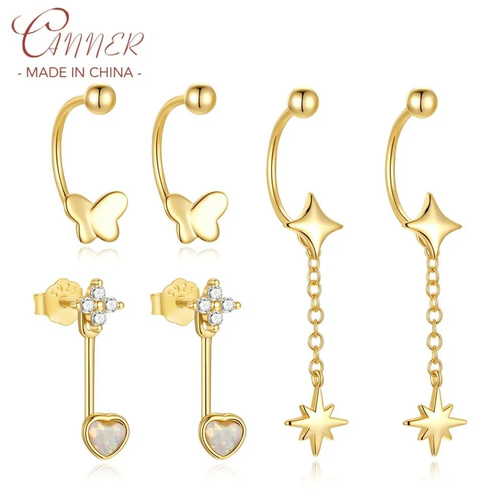 乐天商城 - 【クーポン利用で4750円】 ペンダント ピアス 蝶 バタフライ インセクト 星 スター ゴールド シルバー ドロップ ハート 昆虫 レディース 925 綺麗 ハート型 18K 八芒星 Ins ファイン ジュエリー